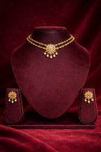 Temple Floral Pearl Choker Necklace Set