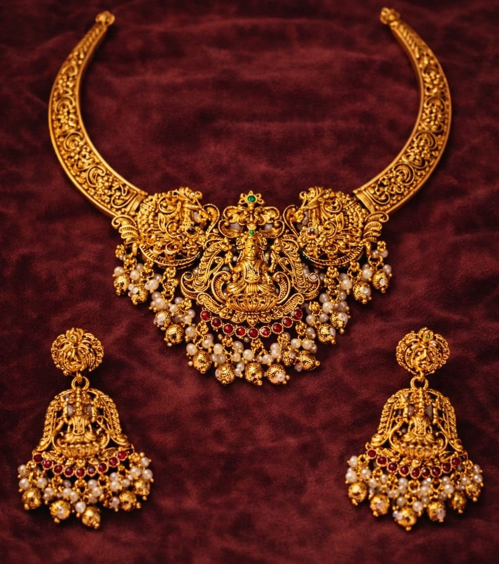 Traditional Temple Lakshmi Necklace Set
