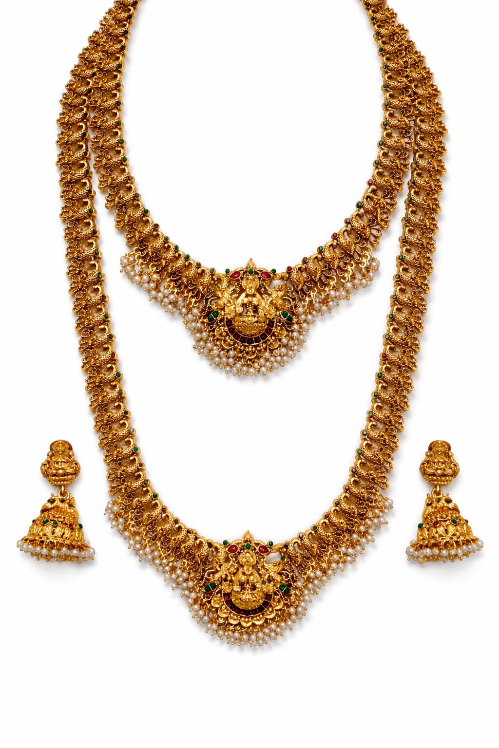 Premium Temple Lakshmi Long Haram Set