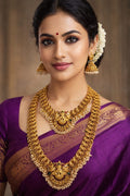 Premium Temple Lakshmi Long Haram Set