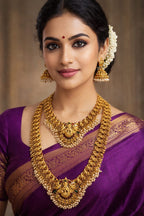 Premium Temple Lakshmi Long Haram Set