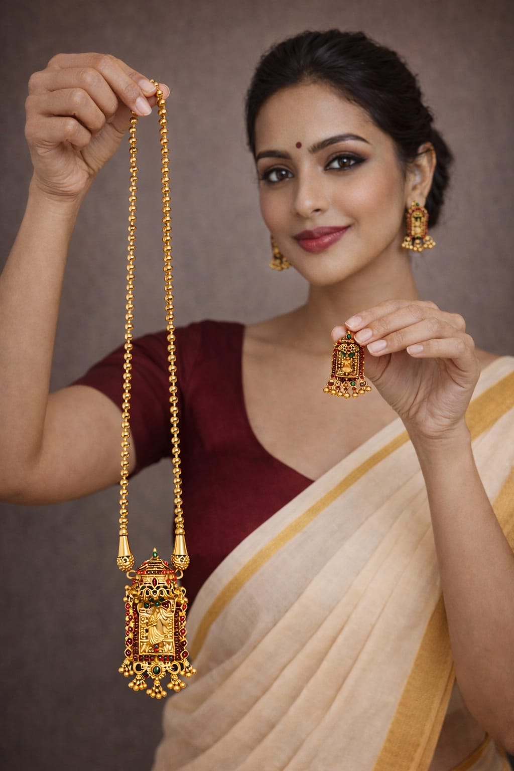 Temple Antique Long Pendant Chain Set