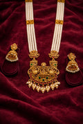 Temple Pearl Long Haram Necklace Set