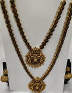 Temple Lakshmi Double Layer Long Haram Set