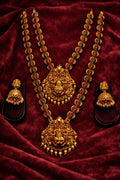 Temple Lakshmi Double Layer Long Haram Set