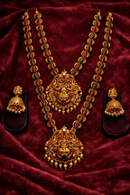Temple Lakshmi Double Layer Long Haram Set