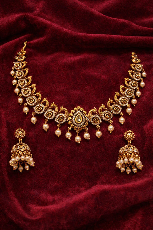 Elegant Peacock Pearl Necklace Set