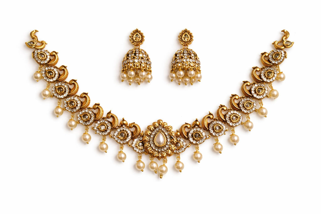Elegant Peacock Pearl Necklace Set