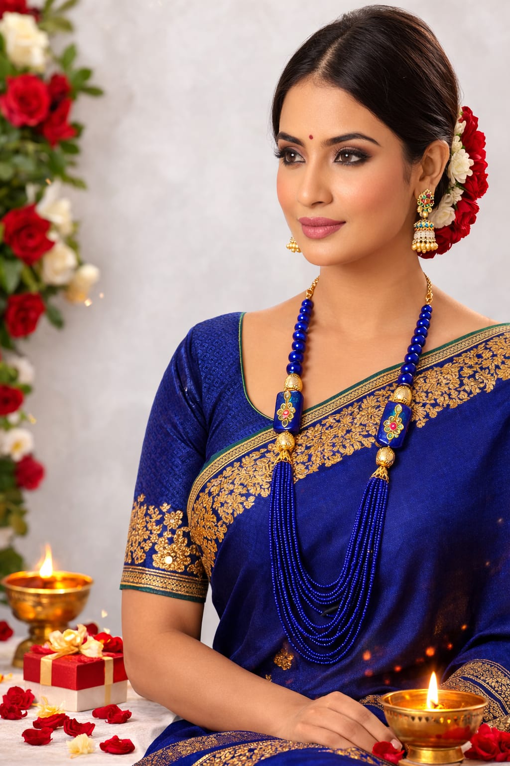 Royal Blue Multi-Layer Beaded Hara Necklace