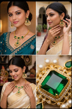 Emerald Stone Pearl Necklace Set