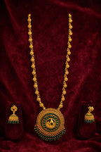 Temple Peacock Pendant Long Haram Set