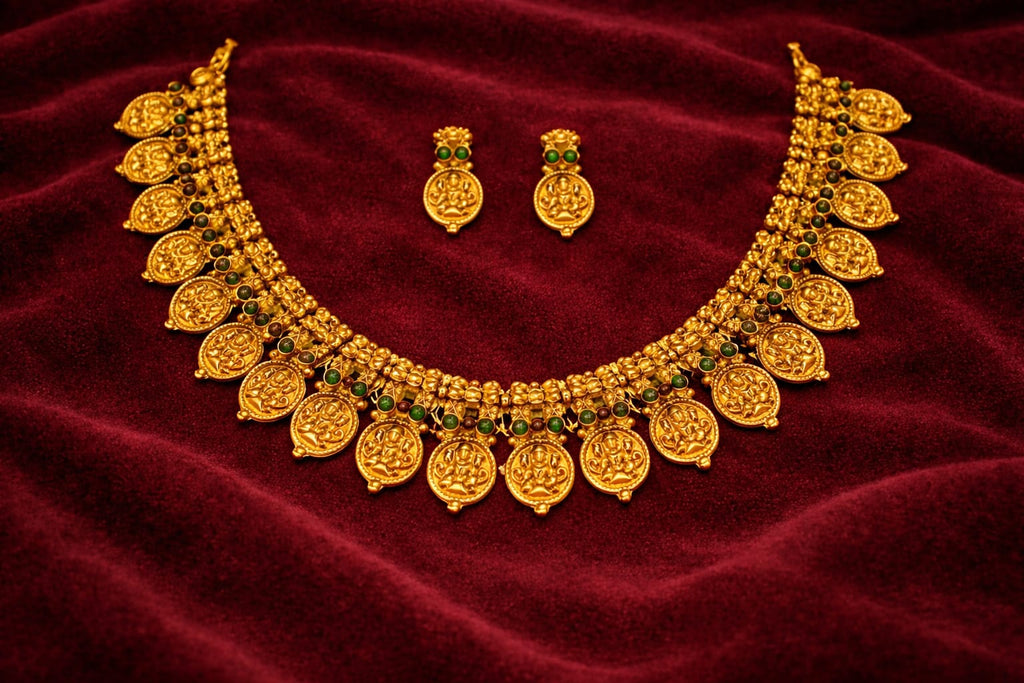 Lakshmi Coin Temple Necklace Set