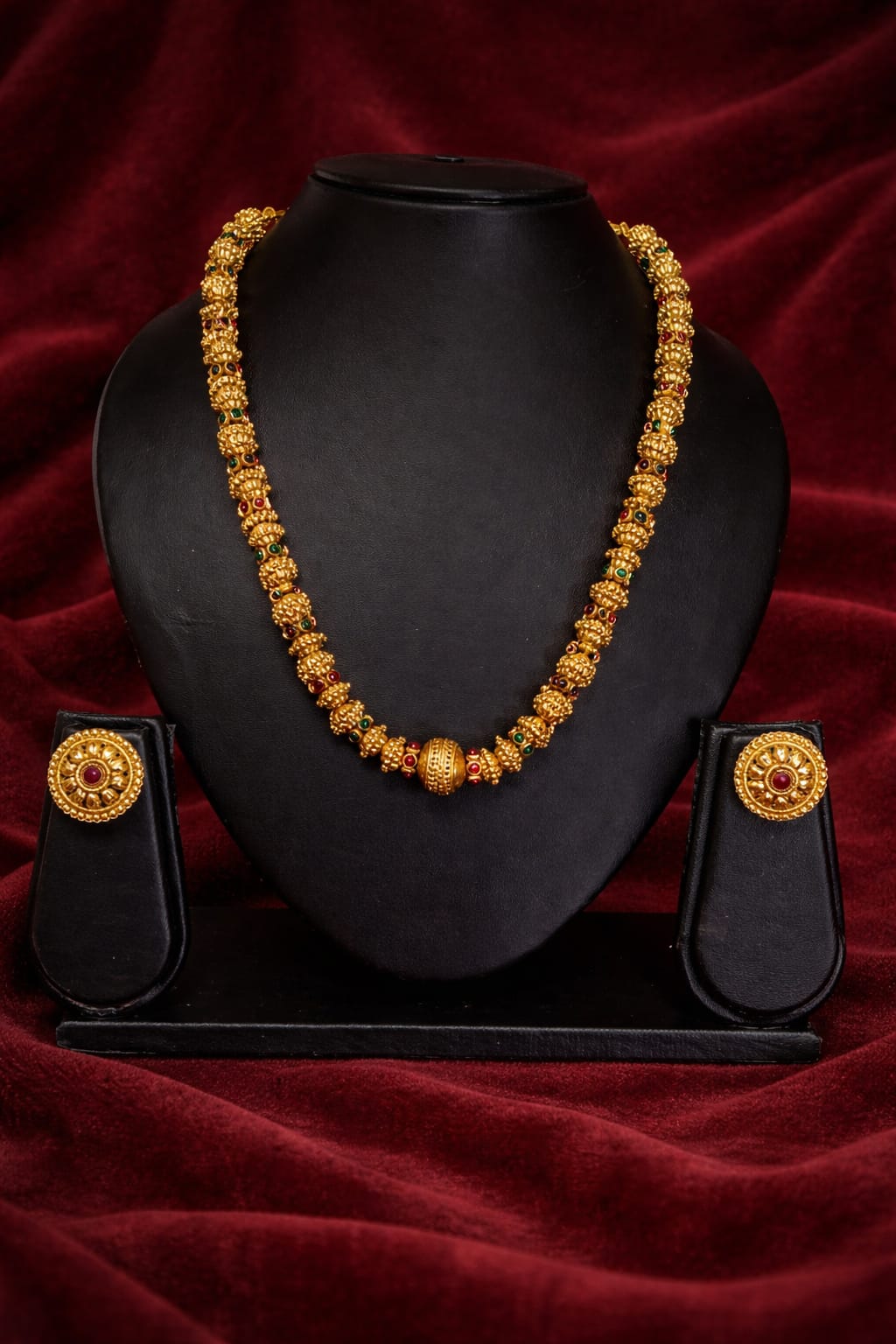 Traditional Antique Gold Beaded Necklace Set