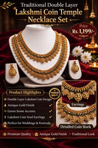 Traditional Double Layer Lakshmi Coin Temple Necklace Set