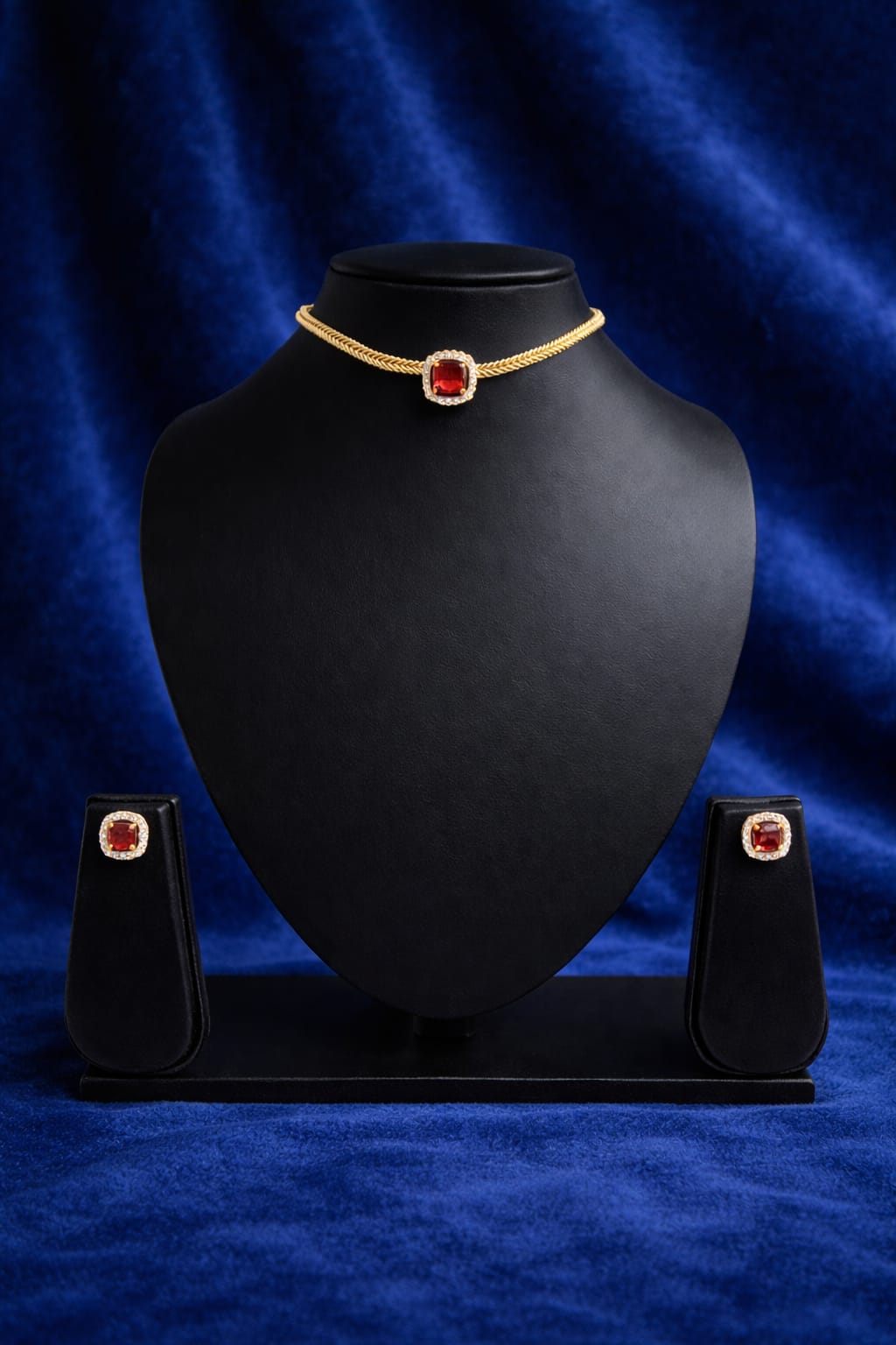 Elegant Ruby AD Stone Choker Set