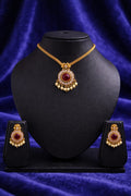 Classic Ruby AD Stone Pendant Necklace Set