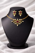 Royal Ruby Pearl AD Necklace Set