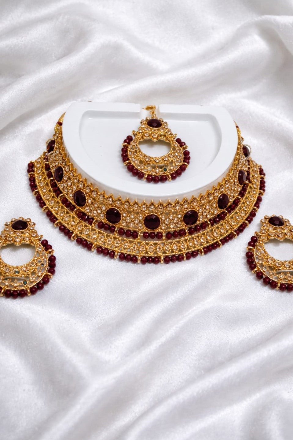 Royal Maroon Temple Choker Set