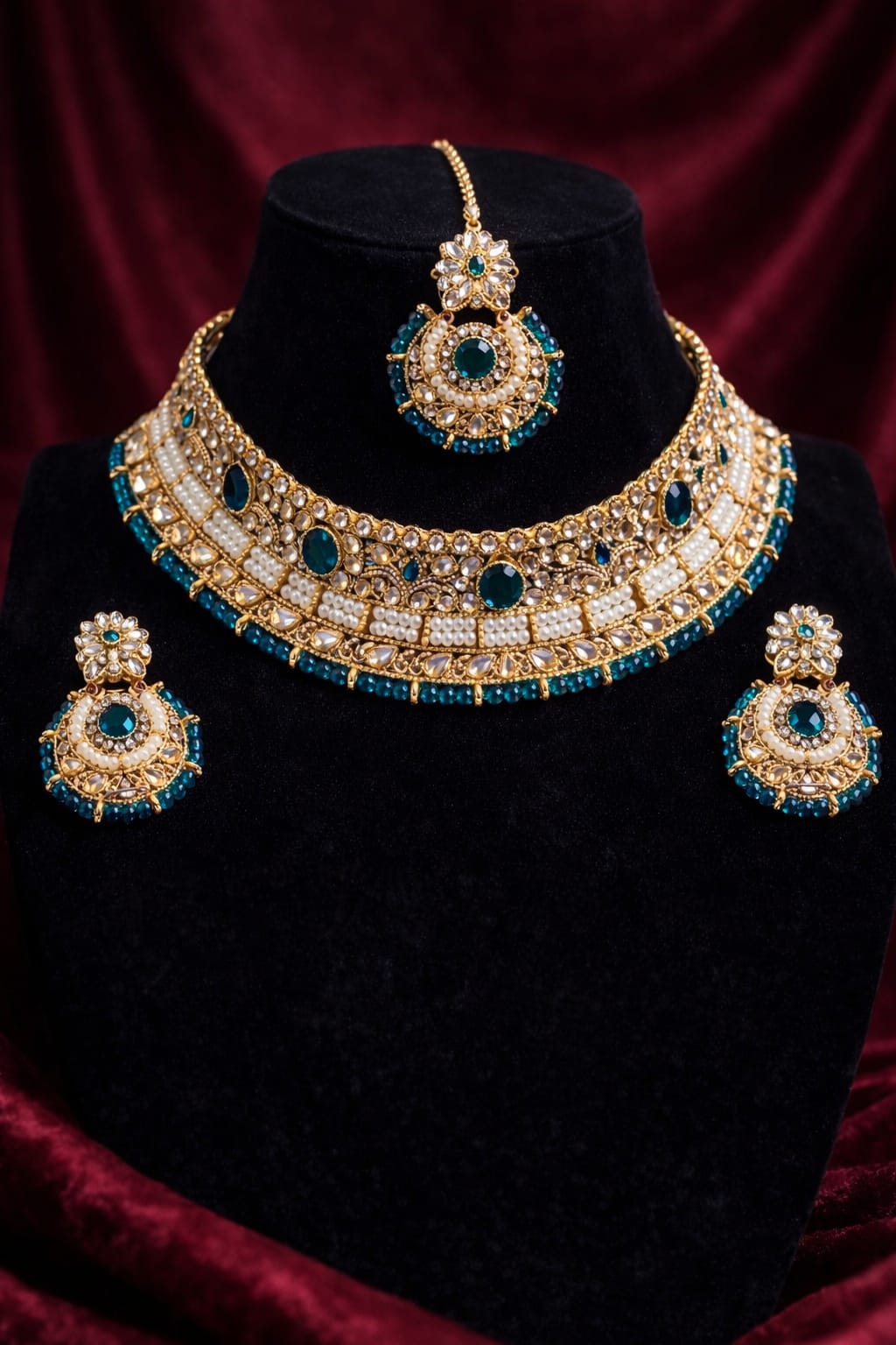 Teal Pearl Royal Choker Set