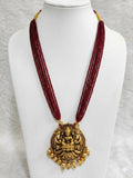 Lakshmi Pendant Ruby Beads Haram