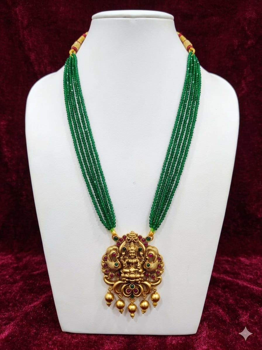 Lakshmi Emerald Beads Haram