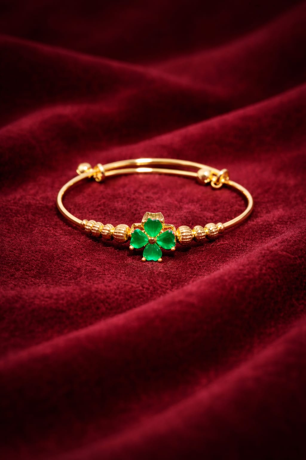 Emerald Floral Adjustable Bangle