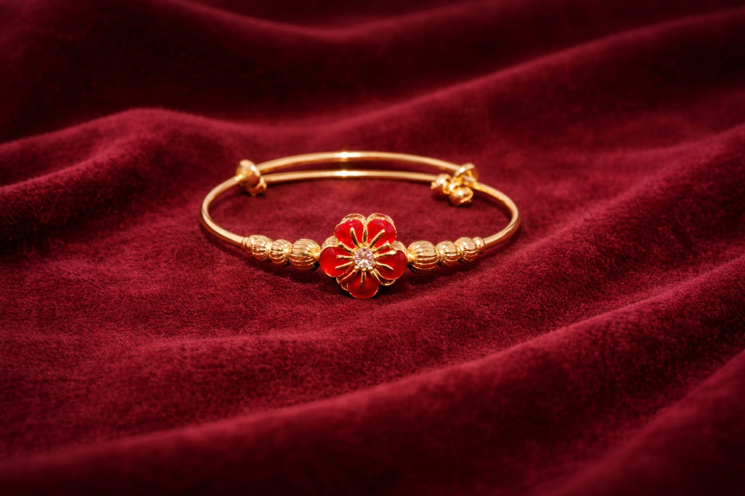 Ruby Floral Adjustable Bangle