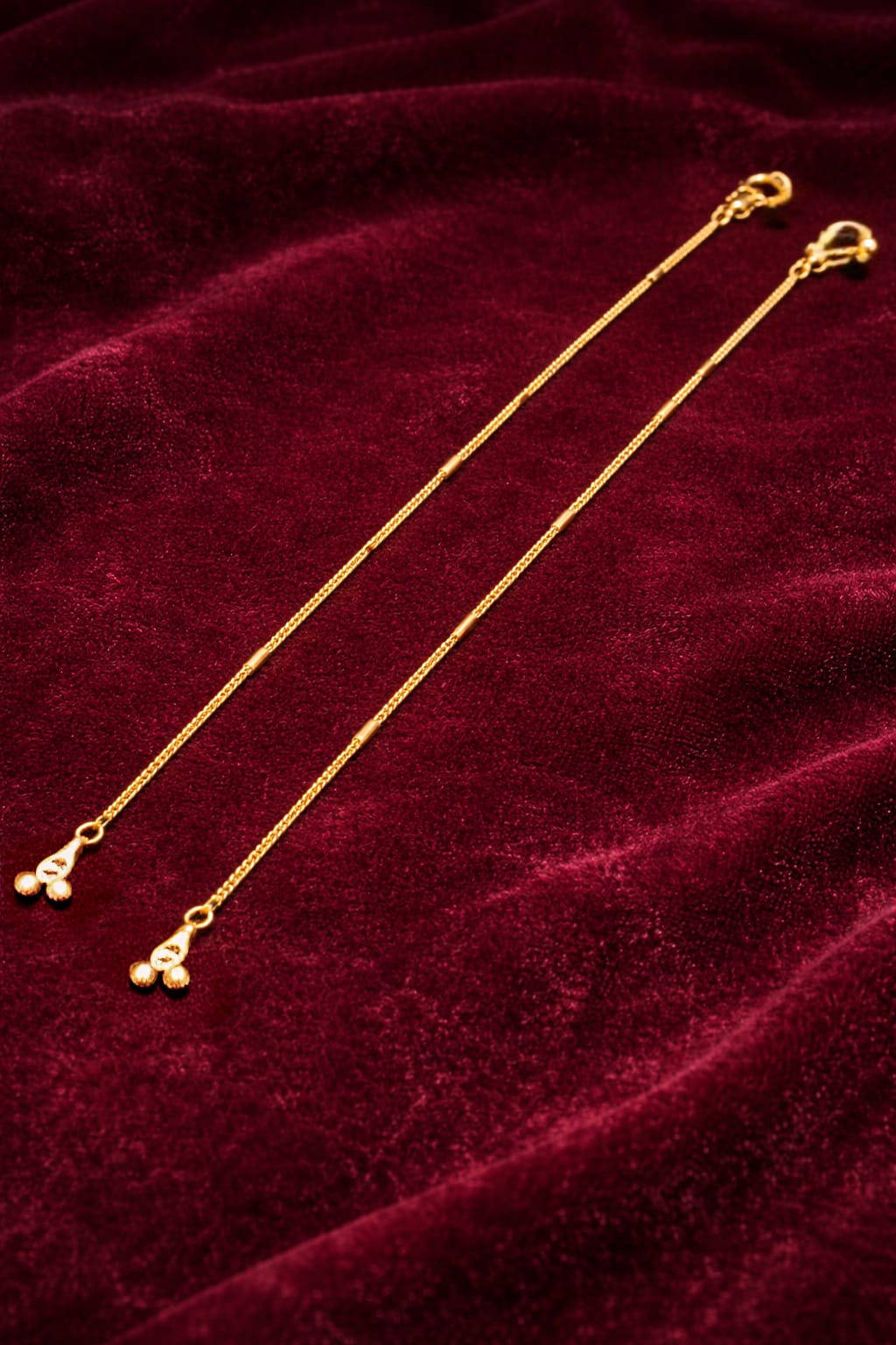 Classic Gold Beaded Anklets (Pair)