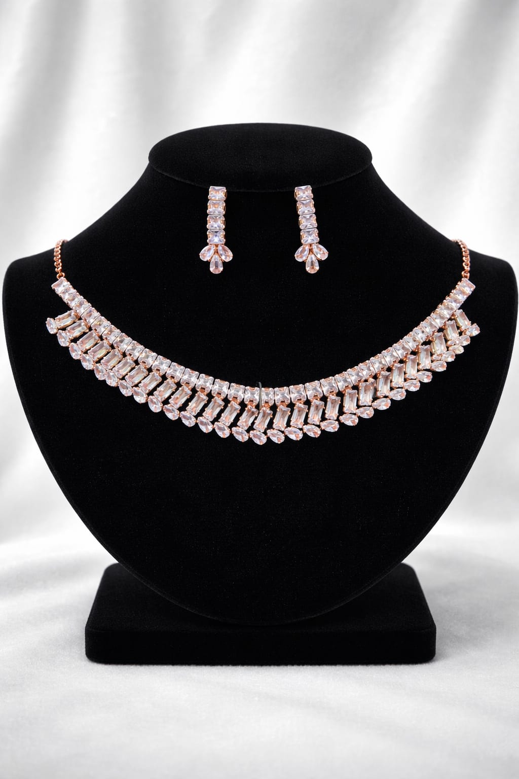 Rose Gold AD Stone Designer Necklace Set