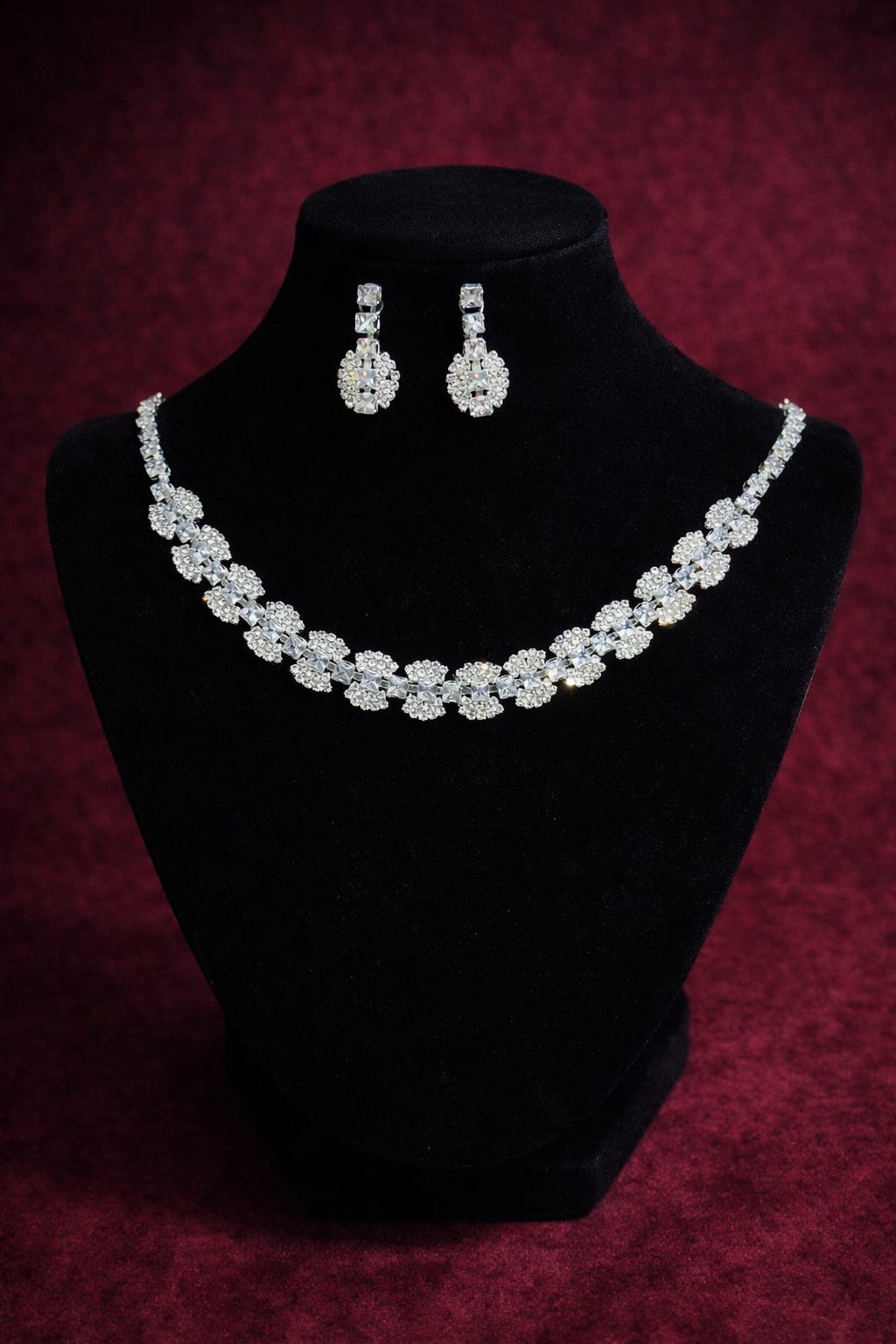 Classic Floral AD Stone Necklace Set