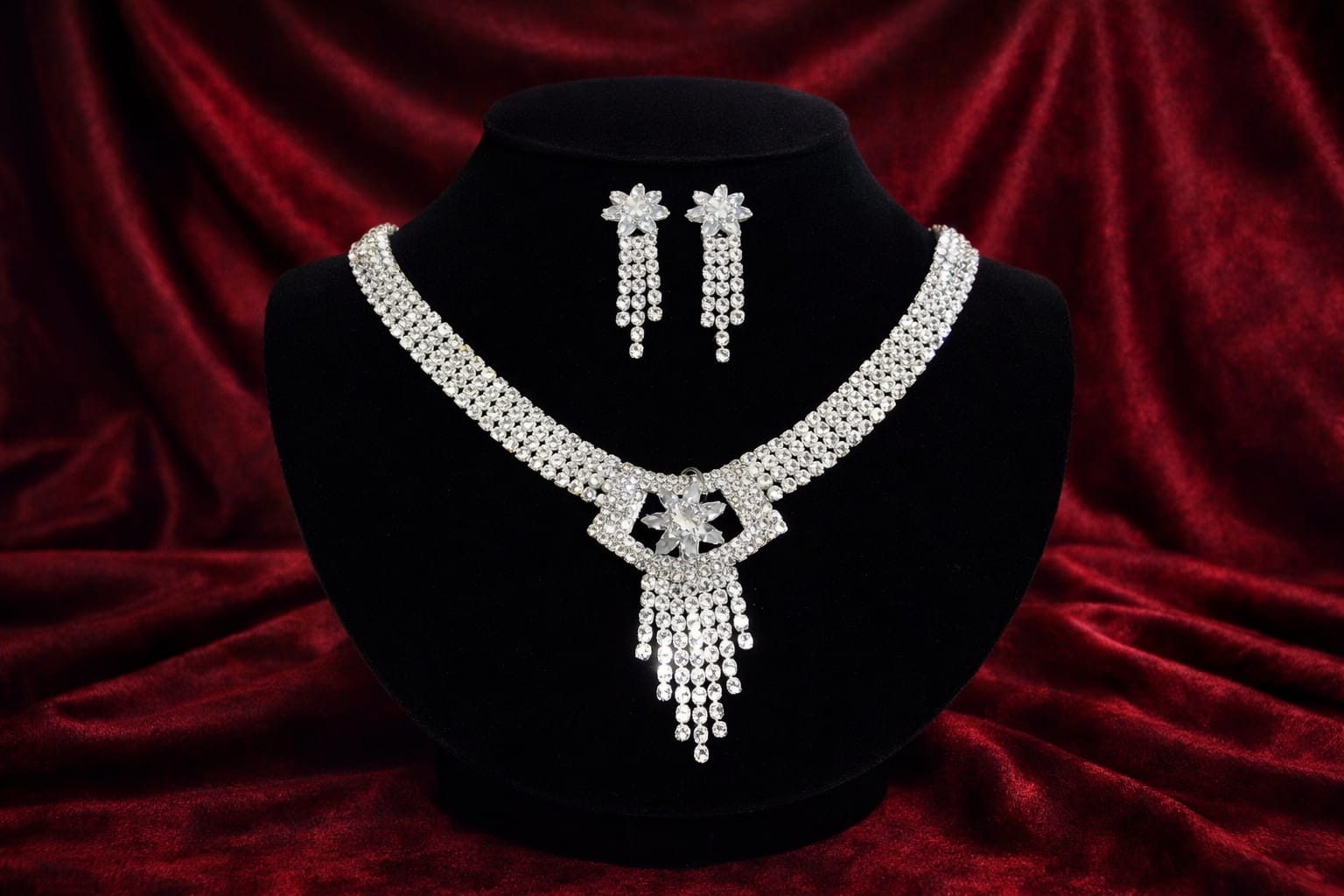 Royal Drop AD Stone Necklace Set