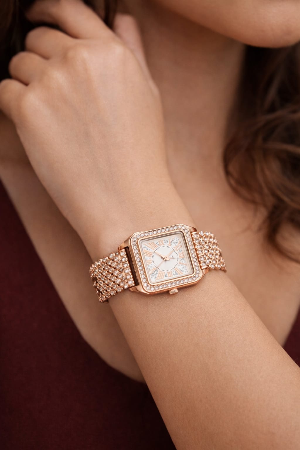 Luxury Rose Gold Crystal Watch