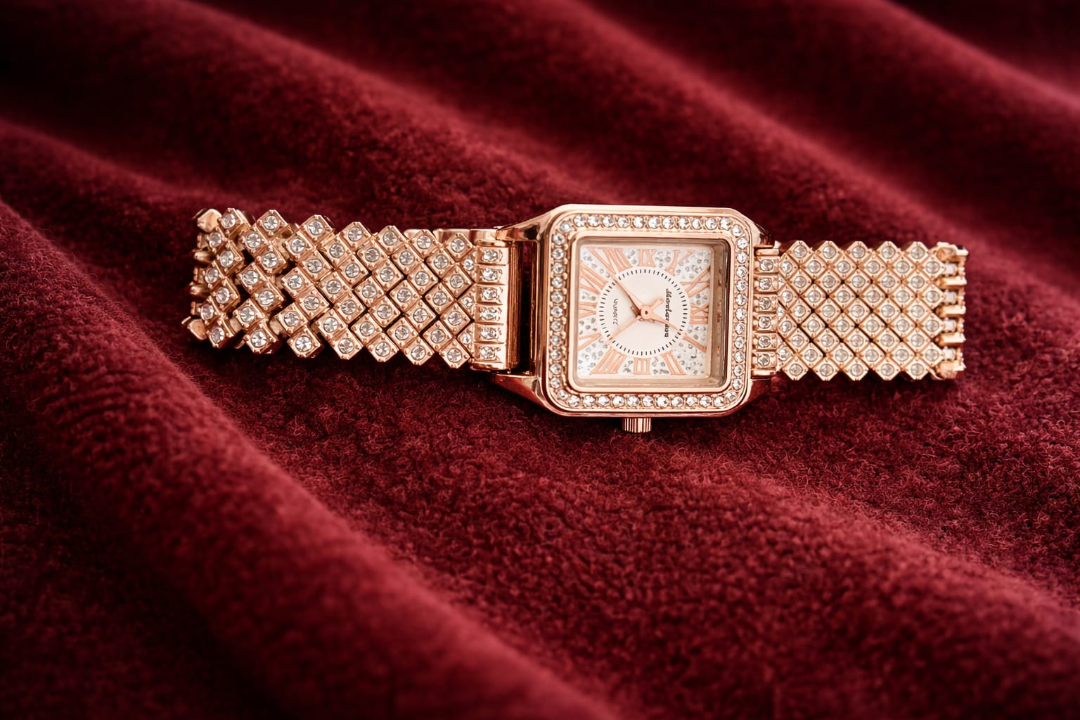 Luxury Rose Gold Crystal Watch